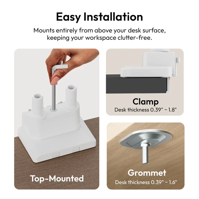 Alt view image 6 of 7 - Pixio PS1D Wave White Dual Monitor Arm Stand Desk Mount - Fits up to 32 inches Monitors and up to 19.8lbs. VESA Compatibility and Integrated Cable Management
