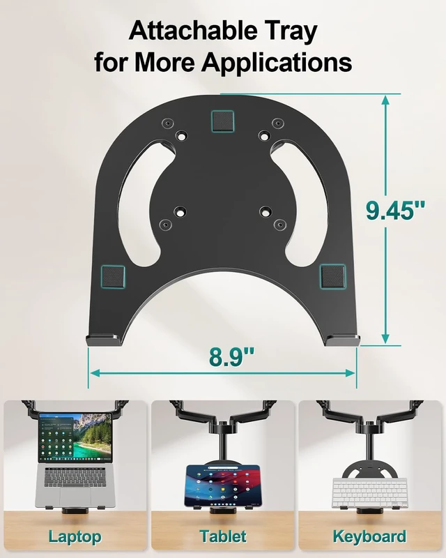 Alt view image 5 of 7 - MOUNT PRO Dual Monitor and Laptop Mount for Max 27" Monitors & 17" Laptop | 3-in-1 Adjustable Laptop and Monitor Desk Mount Holds up to 19.8lbs, VESA 75x75mm/100x100mm, Egonomic Setup for Home Office