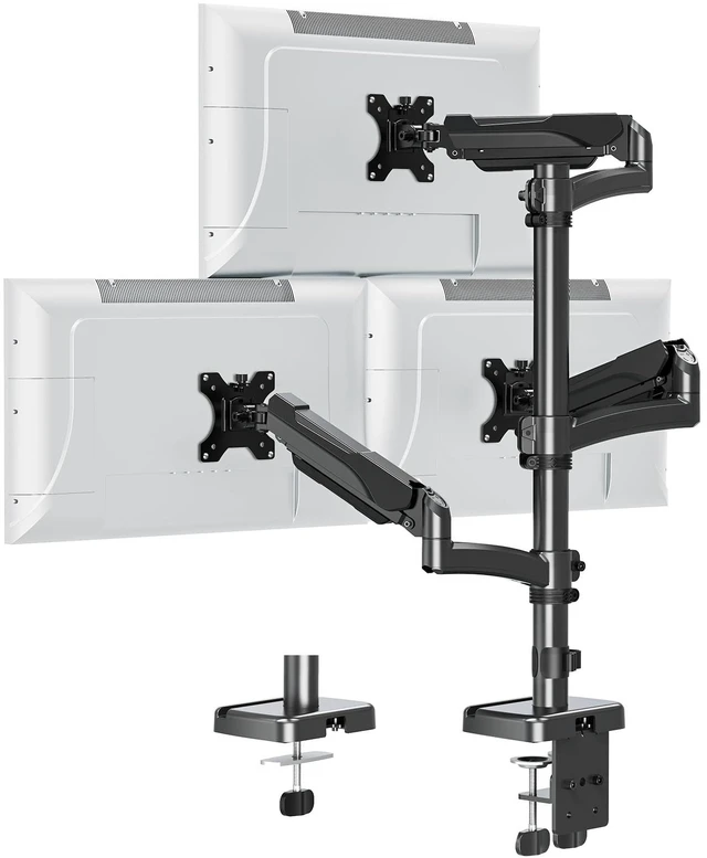 Main image of ErgoFocus Triple Monitor Mount Fits Max 32" Computer Screen Triple Stand | Holds up to 17.6lbs Each Arm, 3 Monitor Desk Mount, Triple Arm with Tilt Swivel Rotation, VESA Mount 75/100mm