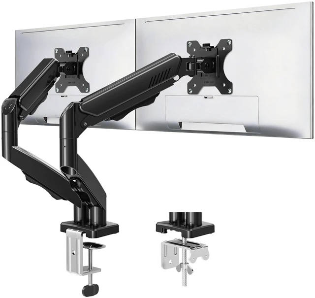 Main image of Dual Monitor Stand fits up to 32 inch, 4.4-19.8 lbs Computer Screens, Dual Monitor Desk Mount Height Adjustable, Monitor Arms for 2 Monitors, Home Office VESA Mounts, Freelift Black