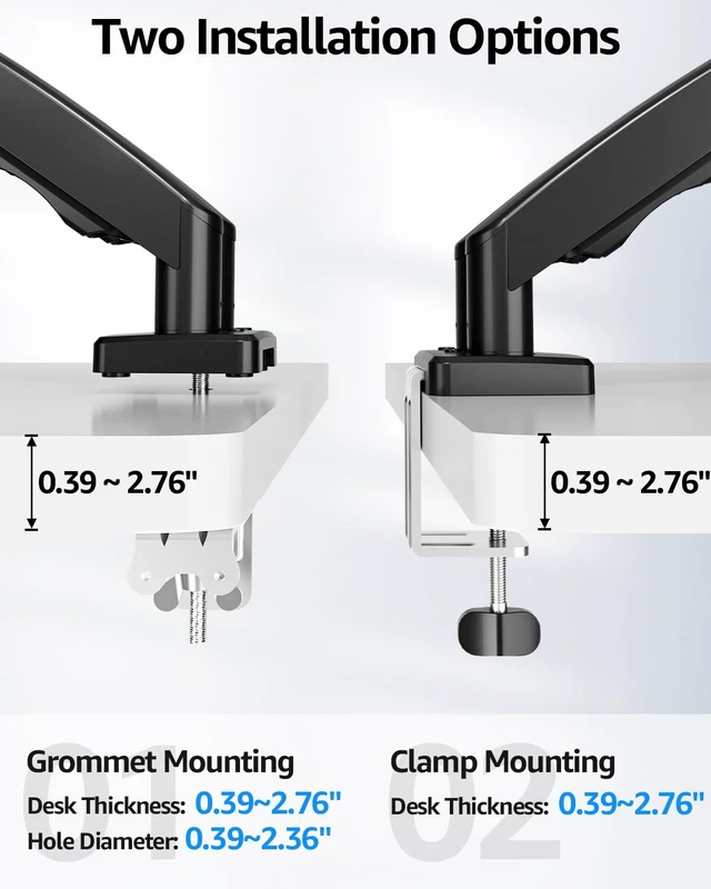 Alt view image 4 of 7 - Dual Monitor Stand fits up to 32 inch, 4.4-19.8 lbs Computer Screens, Dual Monitor Desk Mount Height Adjustable, Monitor Arms for 2 Monitors, Home Office VESA Mounts, Freelift Black