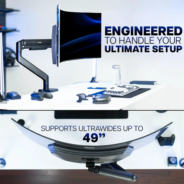 Alt view image 7 of 7 - VIVO Heavy Duty Aluminum Ultrawide Monitor Tension Arm for up to 49 inch Screens, Holds 44 lbs, Premium Desk Mount Stand Designed for Samsung Odyssey G9 and More, Black, STAND-V101V