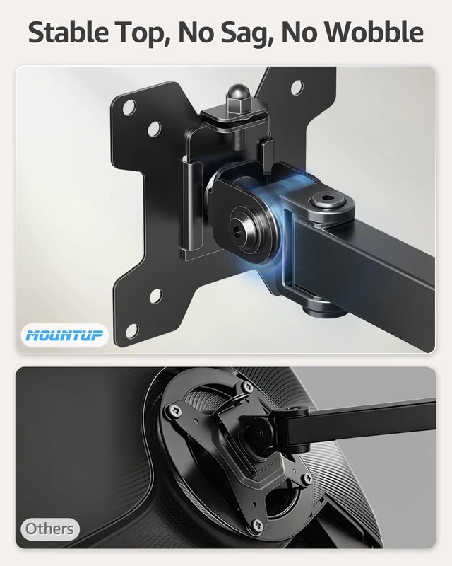 Alt view image 7 of 7 - MOUNTUP Quad Monitor Stand, 4 Monitors Desk Mount for 17 to 32 inch Computer Screens, Fully Adjustable Stacked Mount with Tilt Swivel, 4 Heavy Duty Monitor Mount, Holds up to 17.6lbs per Arm