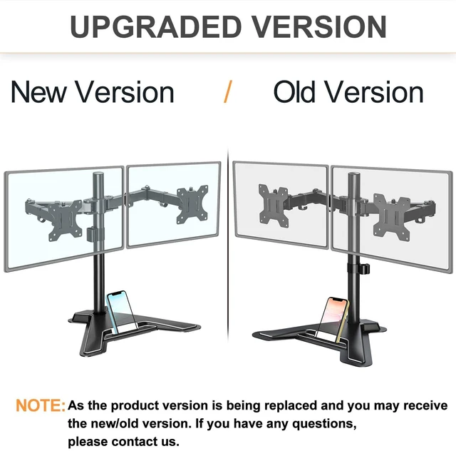 Alt view image 7 of 7 - MOUNT PRO Dual Monitor Stand, Free-Standing Full Motion Monitor Desk Mount Fits 2 Screens up to 27 inches,17.6lbs with Height Adjustable, Swivel, Tilt, Rotation, VESA 75x75 100x100, Black