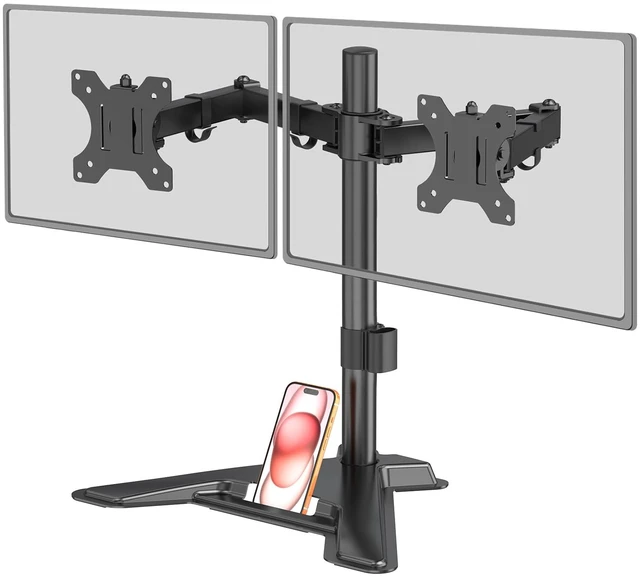 Main image of MOUNT PRO Dual Monitor Stand, Free-Standing Full Motion Monitor Desk Mount Fits 2 Screens up to 27 inches,17.6lbs with Height Adjustable, Swivel, Tilt, Rotation, VESA 75x75 100x100, Black