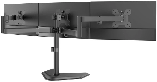 Main image of WALI Triple Monitor Stand, Free Standing for 13-27 inch Screens,up to 22lbs | 3 monitor stand for desk, Adjustable, Full Motion with Tilt, Swivel, Rotation, Grommet Base, VESA 75/100mm (MF003)
