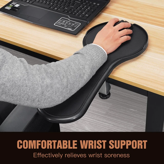 Alt view image 4 of 6 - YuPinDiZu Upgrade Chair arm Mouse pad, Ergonomic Arm Rest Mouse Pads for Chairs and Desk, Adjustable Mouse Tray,Forearms Pressure Relief Computer Desk Extender, Black (BlackYU8351)