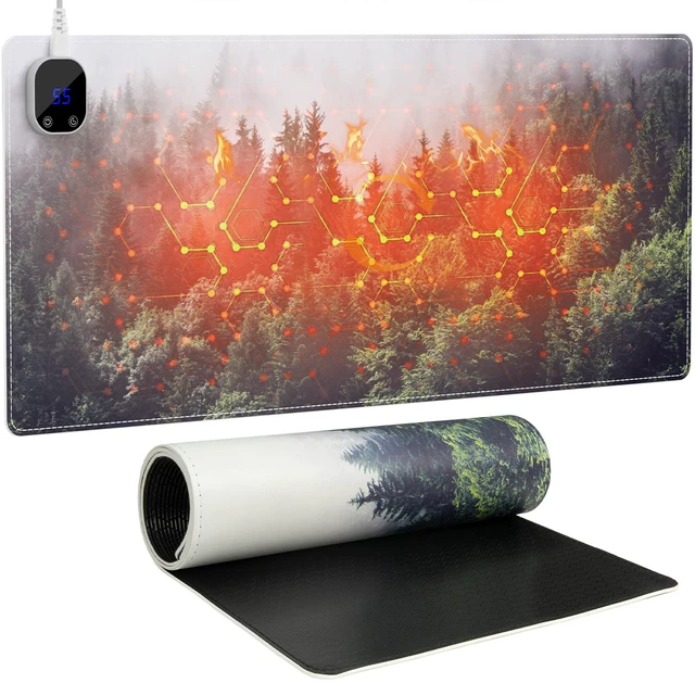 Main image of iCasso Forest Heated Mousepad, 35.4"x15.7" Mouse Pad for Workspace | Dreamy Electric Hand Warmer Warm Mousepad for Classroom, Heated Desk Pad 4 Heating Levels for Gaming Office Workspace