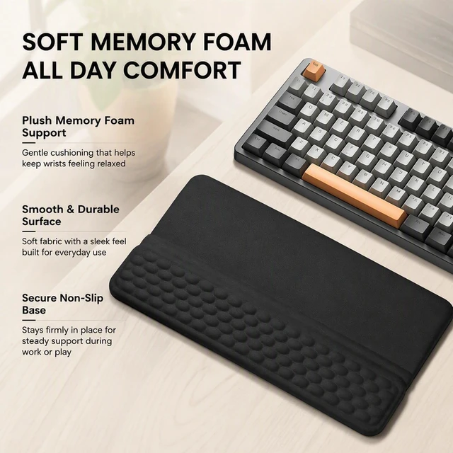 Alt view image 3 of 7 - Ergonomic Keyboard Wrist Rest, Metal Phone Stand, Mouse Pad with Wrist Rest | Desk Accessories for Men and Gamer Gifts, Ergonomic Keyboard Wrist Rest and Mouse Pad Wrist Support Set