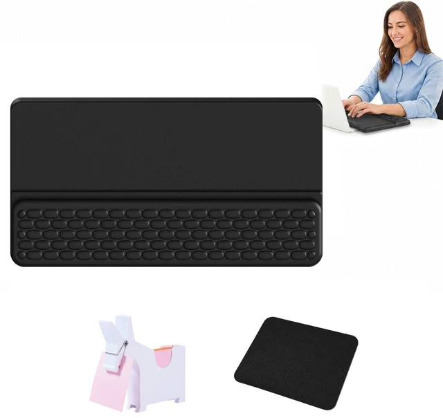 Main image of Keyboard Wrist Rest with Mouse Pad and Memo Clip Holder for Desk Work | Ergonomic Keyboard Wrist Support with Desk Mouse Pad and Horse Memo Clip Holder for Computer, Office and Gaming Desks