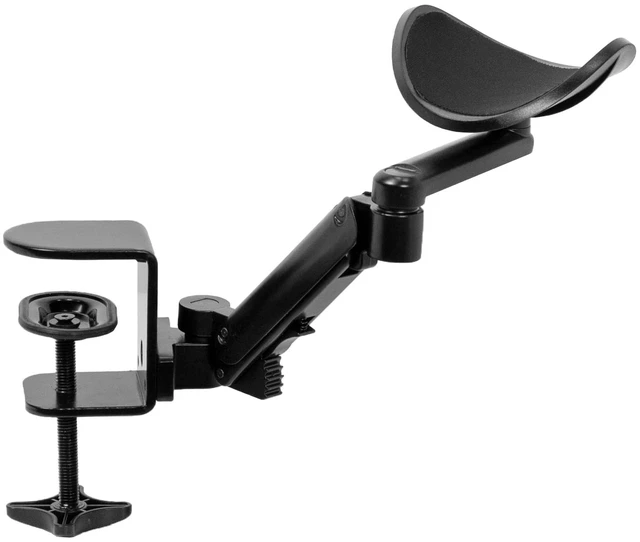 Main image of VIVO Clamp-on Adjustable Arm Rest | 360° Rotation, Universal Desk Cradle, Elbow Cushion Armrest, Above Table Extension Platform Arm Support, Black, MOUNT-ARM01