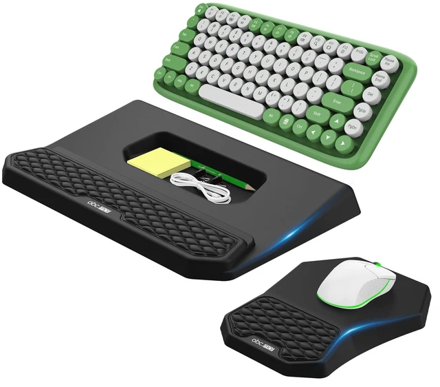 Main image of Ergonomic Wrist Rest with Keyboard Stand and Mouse Pad for Easy Typing | Keyboard Holder with Storage Slot, Mousepad for Carpal Tunnel Pain Relief with Massage Bulge and Slow Rebound Memory Foam