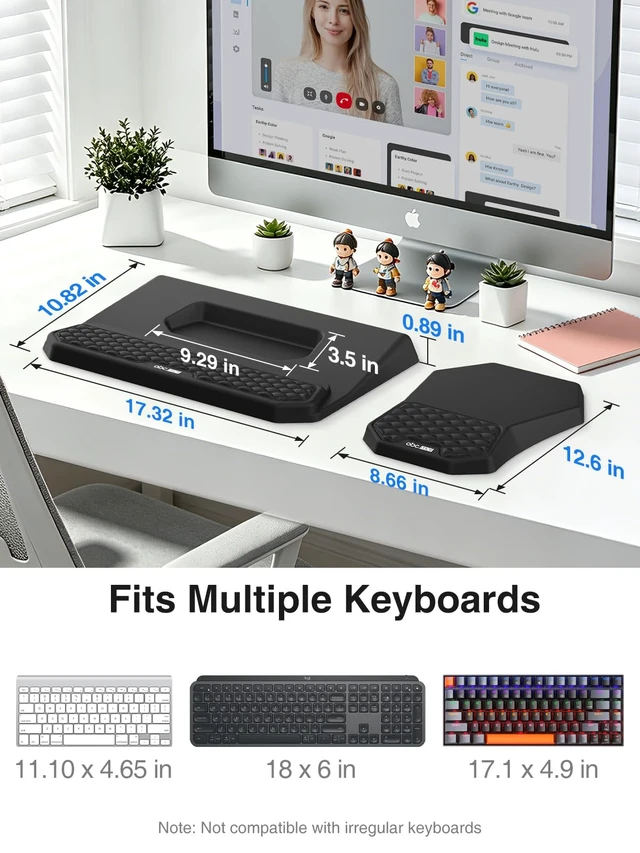 Alt view image 5 of 7 - Ergonomic Wrist Rest with Keyboard Stand and Mouse Pad for Easy Typing | Keyboard Holder with Storage Slot, Mousepad for Carpal Tunnel Pain Relief with Massage Bulge and Slow Rebound Memory Foam