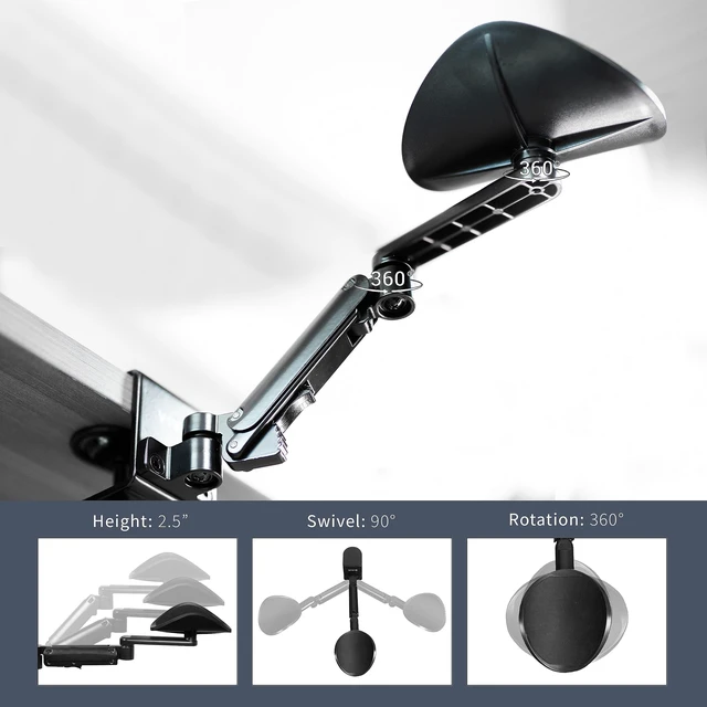 Alt view image 5 of 7 - VIVO Clamp-on Adjustable Arm Rest | 360° Rotation, Universal Desk Cradle, Elbow Cushion Armrest, Above Table Extension Platform Arm Support, Black, MOUNT-ARM01