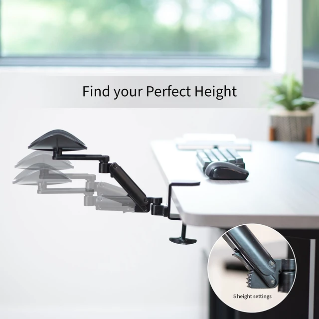 Alt view image 7 of 7 - VIVO Clamp-on Adjustable Arm Rest | 360° Rotation, Universal Desk Cradle, Elbow Cushion Armrest, Above Table Extension Platform Arm Support, Black, MOUNT-ARM01
