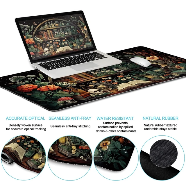 Alt view image 4 of 7 - LIMKRIAN Goth Skull Mouse Pad Set Large Desk Mat for Desktop Decor | Ergonomic Mouse Pad with Wrist Rest for Gaming, Keyboard Mat Wrist Support, Coaster, Gothic Office Desk Accessories Supplies