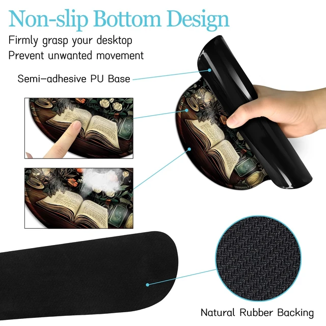 Alt view image 5 of 7 - LIMKRIAN Goth Skull Mouse Pad Set Large Desk Mat for Desktop Decor | Ergonomic Mouse Pad with Wrist Rest for Gaming, Keyboard Mat Wrist Support, Coaster, Gothic Office Desk Accessories Supplies