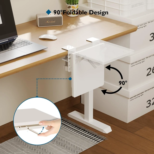 Alt view image 3 of 7 - BONTEC Ergonomic Desk Extender Tray, 9.5"x9.1" Table Mount Arm Wrist Rest Shelf, 90° Foldable Elbow Support, Clamp on Computer Arm Rest for Desk, Office & Home Use, Durable & Easy to Install