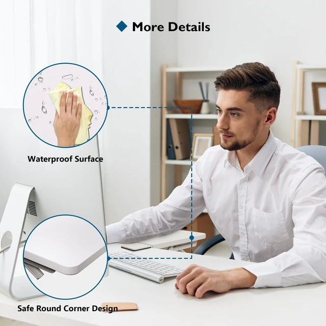 Alt view image 4 of 7 - BONTEC Ergonomic Desk Extender Tray, 9.5"x9.1" Table Mount Arm Wrist Rest Shelf, 90° Foldable Elbow Support, Clamp on Computer Arm Rest for Desk, Office & Home Use, Durable & Easy to Install