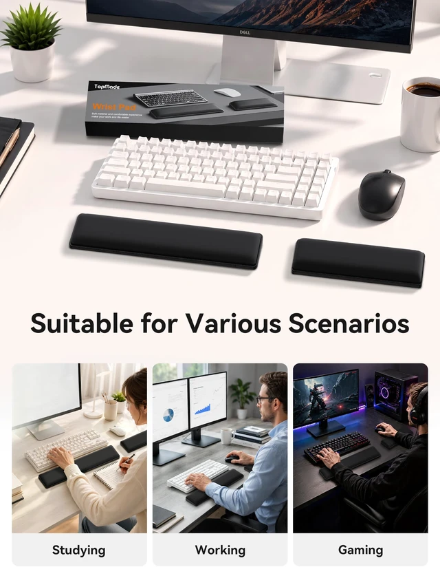 Alt view image 7 of 7 - Cooling Gel Wrist Rest Set, Compact Keyboard & Mouse Wrist Support Pad | Ergonomic Wrist Support, Non-Slip Palm Rest, Provides Wrist Protection to Relieve Pain & Prevent Injuries, Comfortable Typing