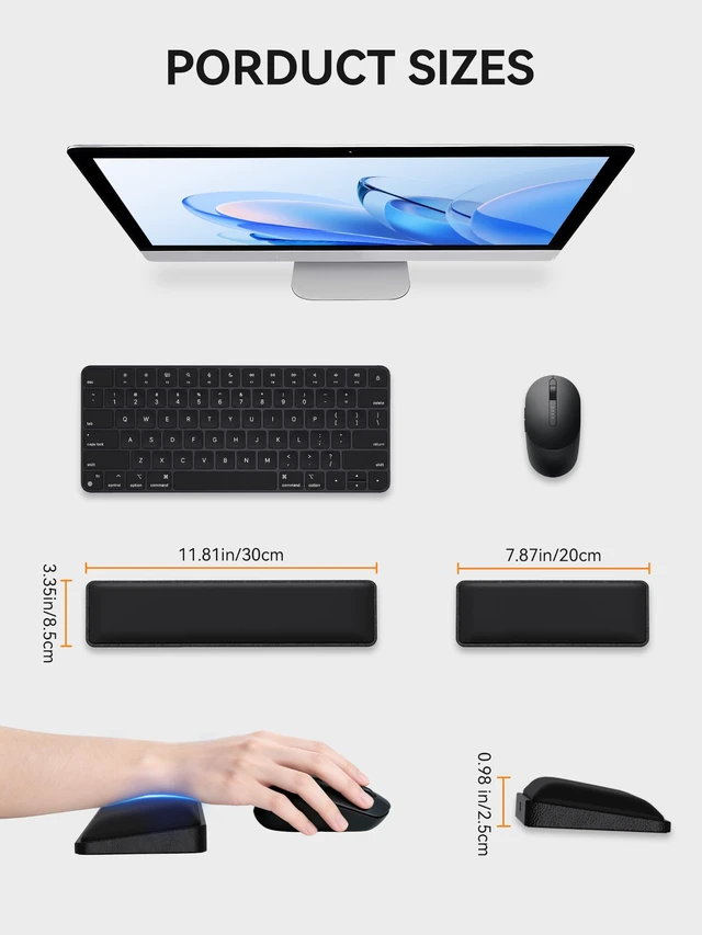 Alt view image 6 of 7 - Cooling Gel Wrist Rest Set, Compact Keyboard & Mouse Wrist Support Pad | Ergonomic Wrist Support, Non-Slip Palm Rest, Provides Wrist Protection to Relieve Pain & Prevent Injuries, Comfortable Typing