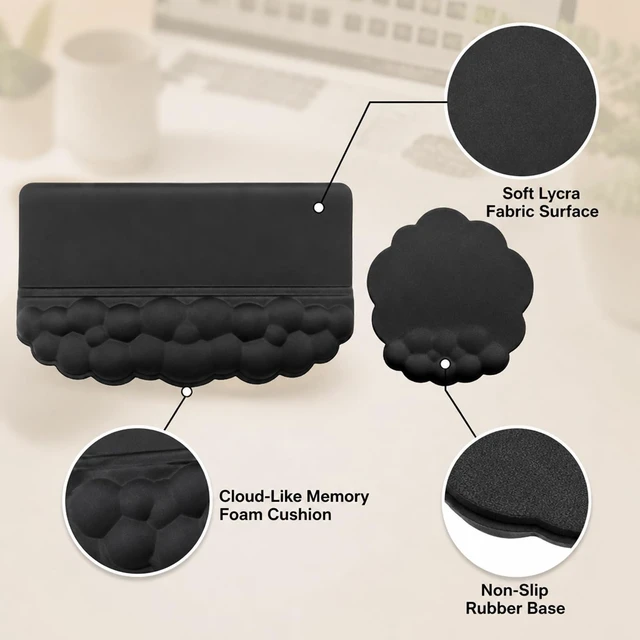Alt view image 4 of 7 - Workspace Essentials Bundle - Keyboard Wrist Support - Wood Card Rack | Comfort Palm Cushion - Natural Display Rack - Ideal For Office Use