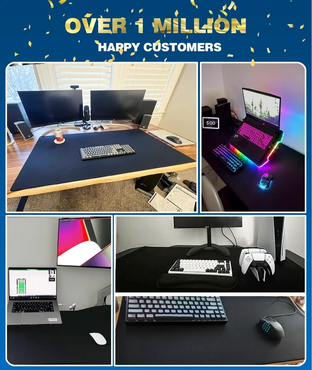 Alt view image 6 of 7 - KTRIO Oversized Gaming Mouse Pad Desk Mat for Gamer, 47.3" x 23.6", Black | Full Desk Coverage, Superior Micro-Weave Cloth, Non-Slip Rubber Base, Durable Stitched Edges, Water-Resistant Coating