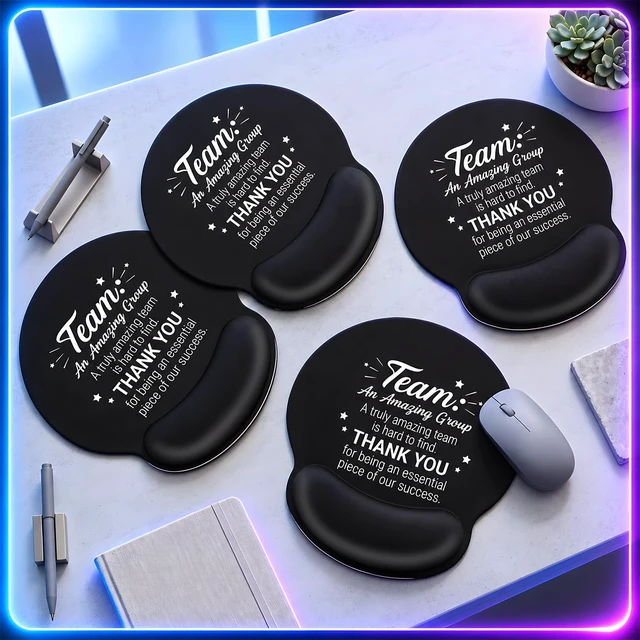 Alt view image 2 of 7 - Tellegloww 8 Pcs Employee Appreciation Mouse Pads with Wrist Rest, Black | Team Thank You Gifts for Small Group Office Coworkers, Rubber Non Slip Base, Inspirational Quotes Design, Ideal for Work Desk