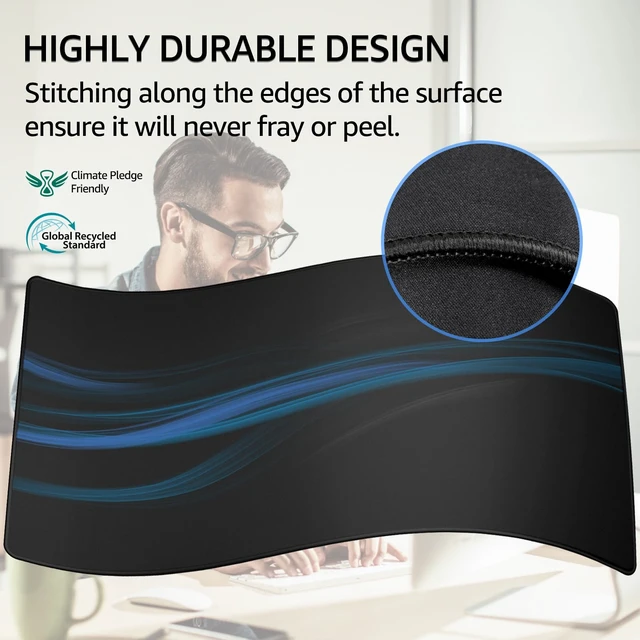 Alt view image 3 of 7 - KTRIO Oversized Gaming Mouse Pad Desk Mat for Gamer, 47.3" x 23.6", Black | Full Desk Coverage, Superior Micro-Weave Cloth, Non-Slip Rubber Base, Durable Stitched Edges, Water-Resistant Coating
