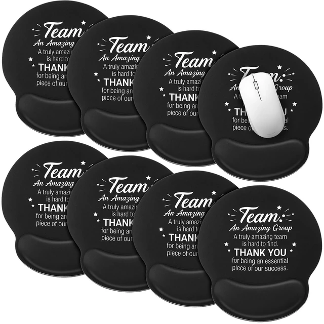 Main image of Tellegloww 8 Pcs Employee Appreciation Mouse Pads with Wrist Rest, Black | Team Thank You Gifts for Small Group Office Coworkers, Rubber Non Slip Base, Inspirational Quotes Design, Ideal for Work Desk