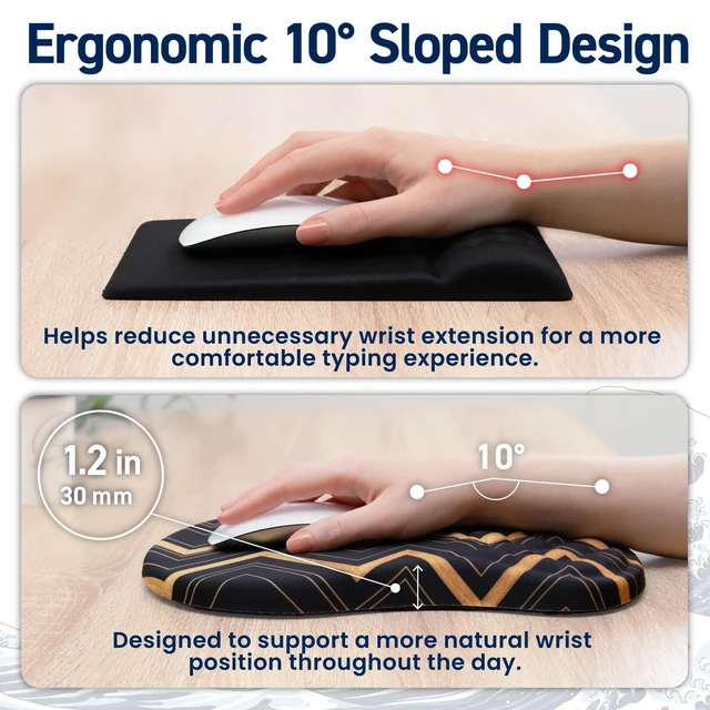 Alt view image 4 of 7 - Japanese Mouse Pad with Wrist Rest | Ergonomic Memory Foam, Large | Ergonomic mouse pad with wrist rest featuring a smooth Lycra surface, memory foam cushioning, and a non-slip silicone base.