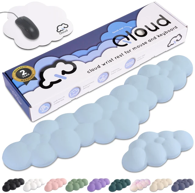 Main image of Blue Cloud Keyboard Wrist Rest Create-ables Qloud Blue Wrist Rest for Computer Keyboard and Mouse, Ergonomic Memory Foam Wrist Pad with Non-Slip Base, Includes Cloud Mouse Pad