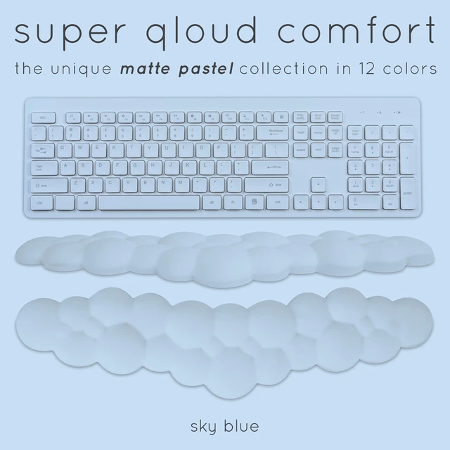 Alt view image 3 of 7 - Blue Cloud Keyboard Wrist Rest Create-ables Qloud Blue Wrist Rest for Computer Keyboard and Mouse, Ergonomic Memory Foam Wrist Pad with Non-Slip Base, Includes Cloud Mouse Pad