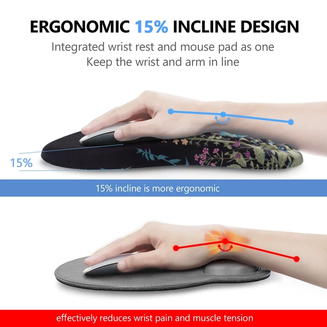 Alt view image 2 of 7 - Mouse Pad Wrist Support, Laokiiy 2 in1 Keyboard Wrist Rest+ Ergonomic Mouse Pad, Non-Slip Wrist Rest for Computer Keyboard, Made Easy Typing & Relieve Wrist Pain(Flower)