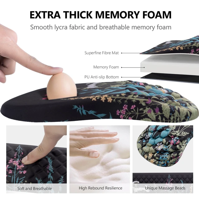 Alt view image 3 of 7 - Mouse Pad Wrist Support, Laokiiy 2 in1 Keyboard Wrist Rest+ Ergonomic Mouse Pad, Non-Slip Wrist Rest for Computer Keyboard, Made Easy Typing & Relieve Wrist Pain(Flower)
