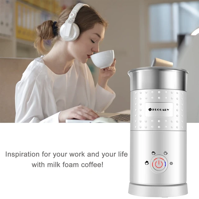 Alt view image 7 of 7 - 4 in 1 Milk FrotherElectric Milk Frother and Steamer 300mlFast Frothing | Stainless Steel Inner,Automatic Hot& Cold Foam Maker and Milk Warmer For Latte, Cappuccinos, MacchiatoWhite