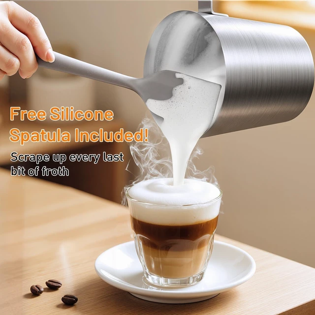 Alt view image 4 of 5 - Secura 4-in-1 Electric Milk Frother, 17oz Stainless Steel Jug, Teflon-Free | Milk Steamer, Hot Chocolate Maker, Dishwasher Safe, One Touch Control, Overheat Protection, Includes Spatula & 2 Whisks