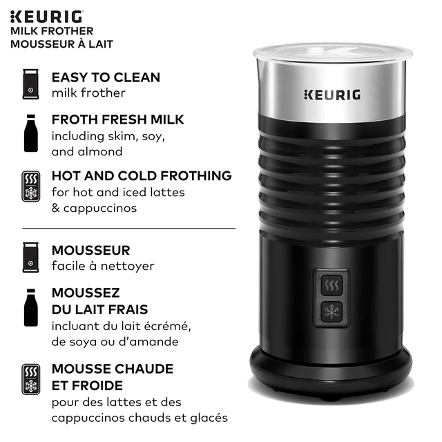 Alt view image 2 of 7 - Keurig Standalone Frother Works Non-Dairy Milk, Hot and Cold Frothing, 6 Oz, Black