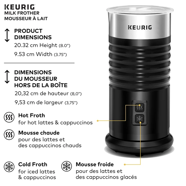 Alt view image 6 of 7 - Keurig Standalone Frother Works Non-Dairy Milk, Hot and Cold Frothing, 6 Oz, Black
