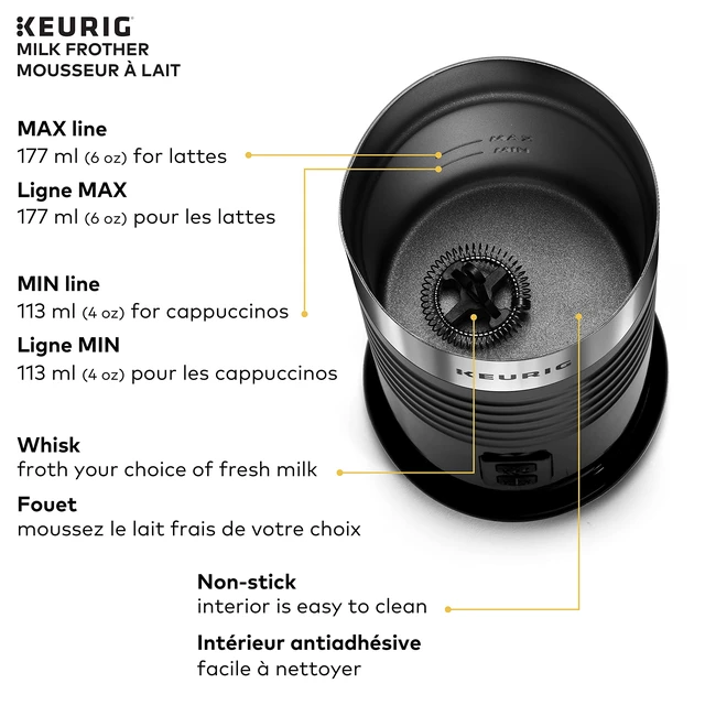 Alt view image 5 of 7 - Keurig Standalone Frother Works Non-Dairy Milk, Hot and Cold Frothing, 6 Oz, Black