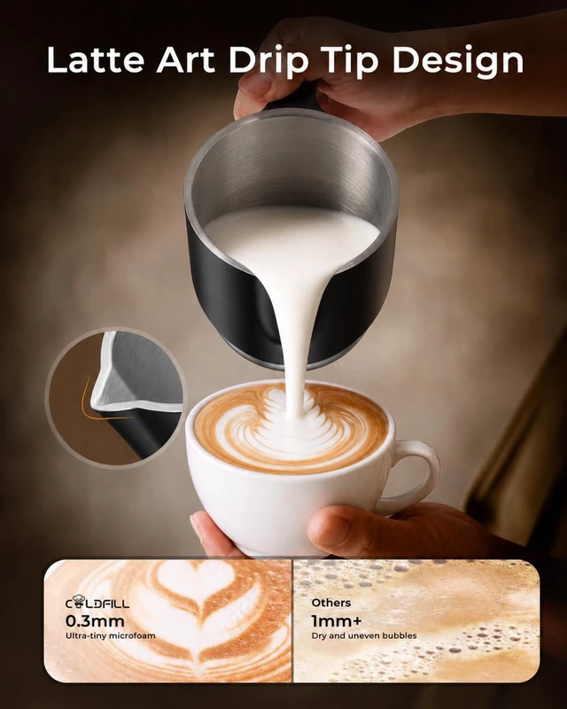 Alt view image 4 of 7 - COLDFILL Electric Milk Frother, 21.16oz/600ml Automatic Milk Steamer | Hot & Cold Foam Maker, Temperature Control, Auto Shut-Off, Ergonomic Grip, Dishwasher Safe, Detachable Frother for Coffee