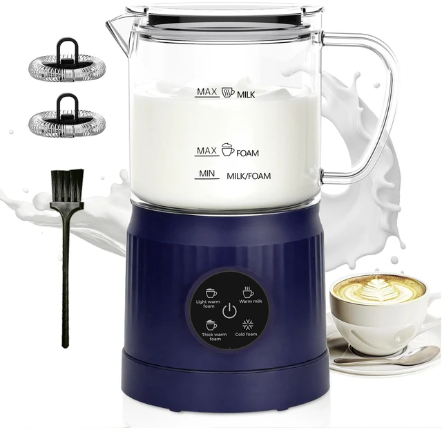 Main image of Casimhu 4-in-1 Milk Frother, Electric Milk Frother and Steamer with LED Touch Screen, Ceramic Lining Bottom, Milk Warmer 13.52oz for Lattes, Cappuccinos, and Macchiatos at Home (Navy blue)
