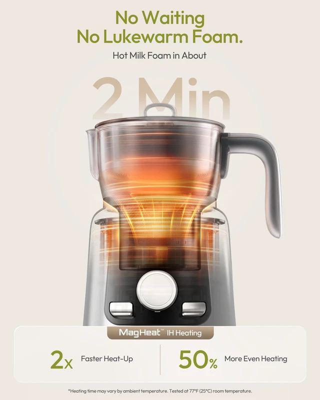 Alt view image 3 of 7 - House DualFro Ultra Milk Frother and Steamer, 17oz, IH Fast Heating | 8 Modes, Dairy and Barista Plant Milk, Latte Art Microfoam, Auto Keep Warm, Dishwasher Safe, Stainless Steel, For Home Cafe
