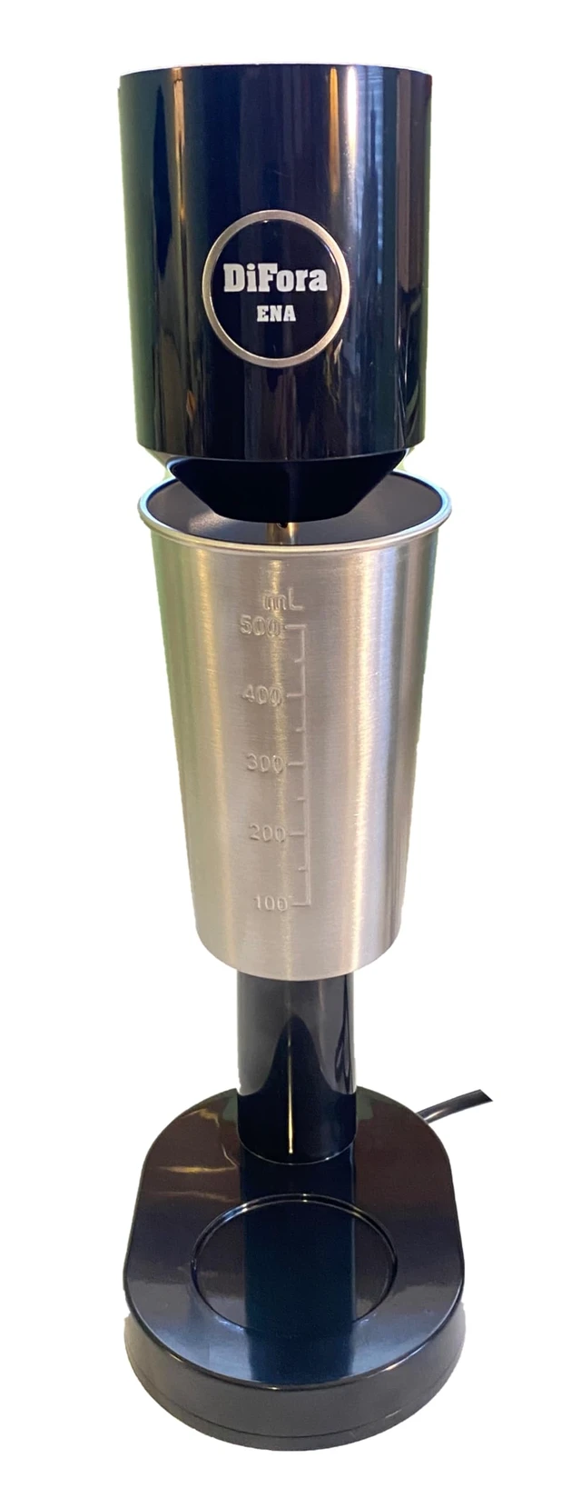 Alt view image 2 of 7 - New DiFora ENA Drink Mixer, Milkfrother, Milkshake Maker, 100W., 120V., Two Speeds, Large Stainless Steel Cup, Black