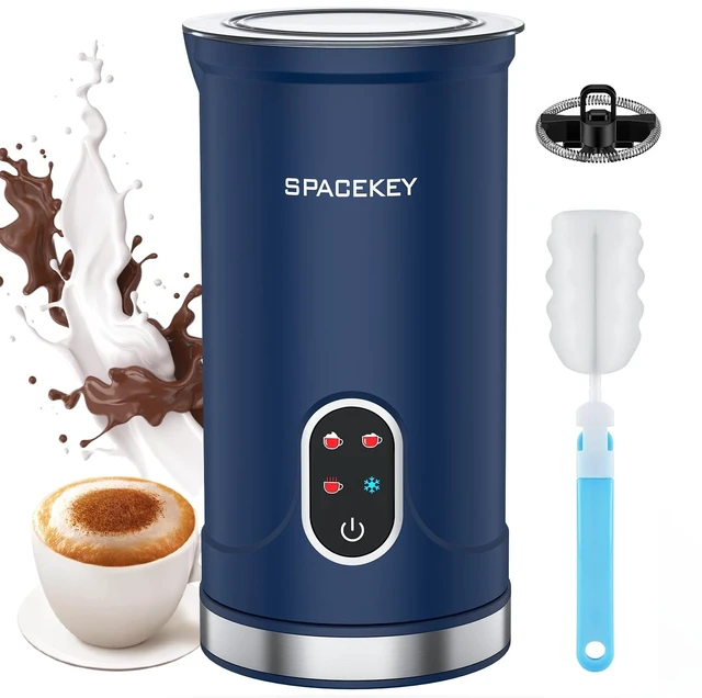 Main image of Spacekey 4-in-1 Electric Milk Frother, Mute Mode, 10.1oz Milk Steamer | Dense Foam, Airy Foam, Cold Foam & Warm Milk, 5oz Frothing, 10.1oz Heating, Auto Shut-Off, Overheat Protection, Non-Stick