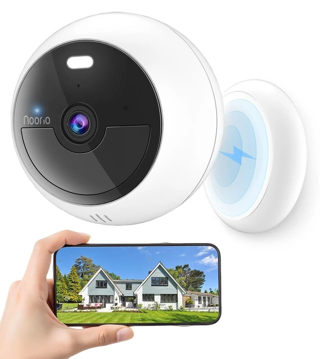 Main image of Noorio Magnetic Security Camera, 2.4GHz WiFi, 2K 5MP & 16GB | Built-In Storage, Battery Powered, Spotlight Color Night Vision, Smart Motion Detection, Two-Way Audio, Alexa Compatible