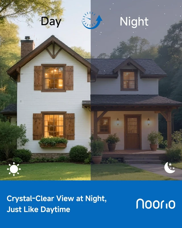 Alt view image 4 of 7 - Noorio Magnetic Security Camera, 2.4GHz WiFi, 2K 5MP & 16GB | Built-In Storage, Battery Powered, Spotlight Color Night Vision, Smart Motion Detection, Two-Way Audio, Alexa Compatible