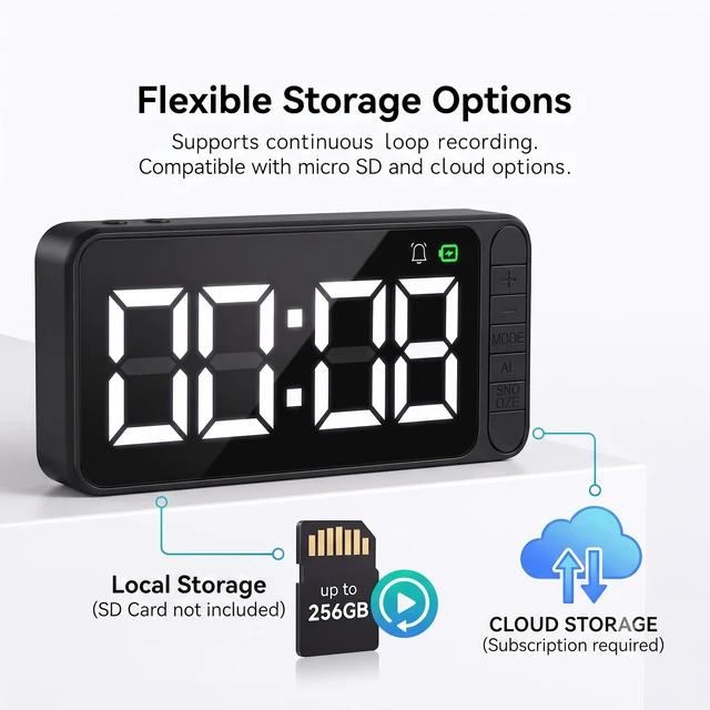 Alt view image 6 of 7 - Wireless Camera Clock 4K Indoor Camera with 5000mAh Battery, Small Nanny Cam with Motion Detection, Night Vision, Remote Viewing,Magnetic Wall Mount or Free Standing