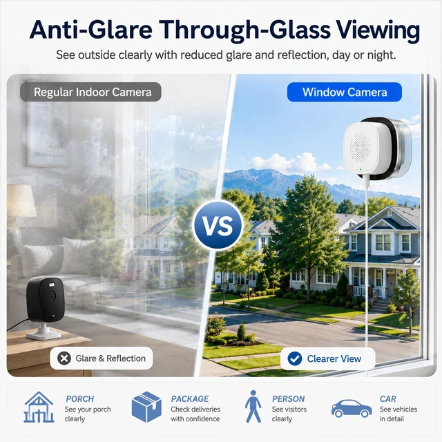 Alt view image 3 of 7 - ELECCTV 2pcs 2.5K Window Security Cameras, 2.4G/5GHz WiFi Indoor Cameras | Cameras for Home Security, Anti-Glare, Color Night Vision, AI Motion Detection,24/7 Recording, SD/Cloud, Alexa, Easy Install
