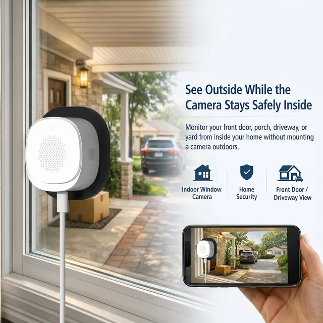Alt view image 6 of 7 - ELECCTV 2pcs 2.5K Window Security Cameras, 2.4G/5GHz WiFi Indoor Cameras | Cameras for Home Security, Anti-Glare, Color Night Vision, AI Motion Detection,24/7 Recording, SD/Cloud, Alexa, Easy Install
